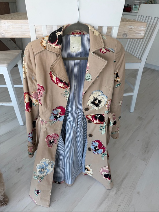 elevenses Jackets & Blazers - elevenses Tan Floral Trench Coat